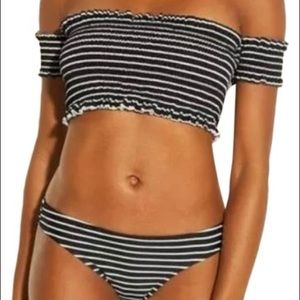Black and White Striped Bikini